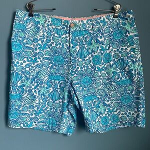 Lilly Pulitzer Men’s Fitz Shorts Shorely Blue Sailor’s Valentine Print Size 38